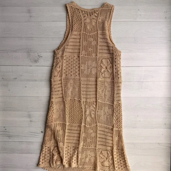 Zara Beige Crochet Dress Size S - Picture 4 of 9